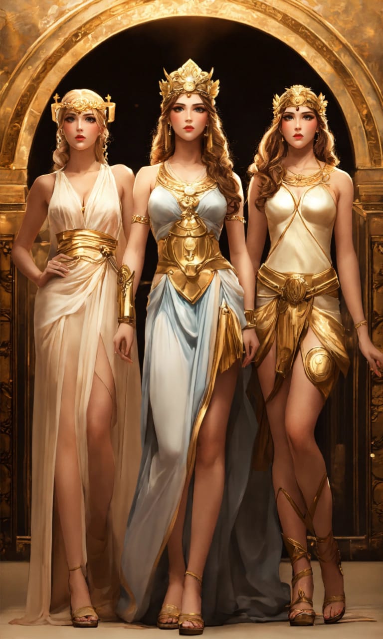 Богини Афина, Артемида и Афродита - древнегреческие богини в мифологии