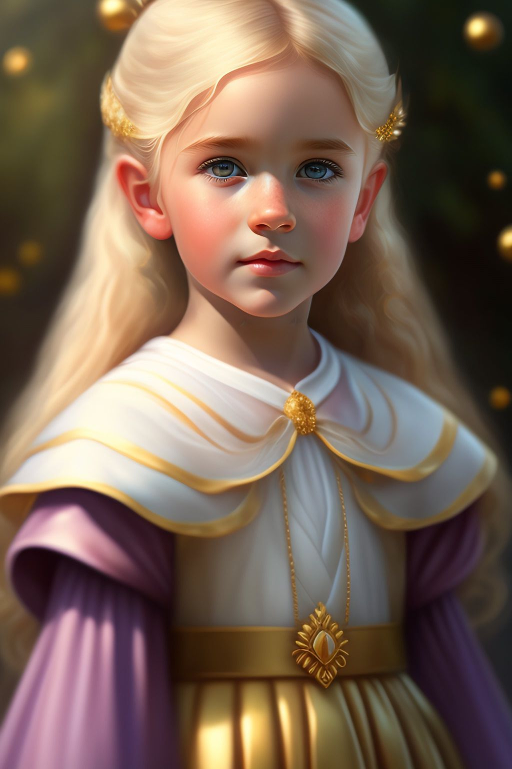 Маленькие девочки с короткими светлыми кудряшками и золотыми украшениями, как принцессы.