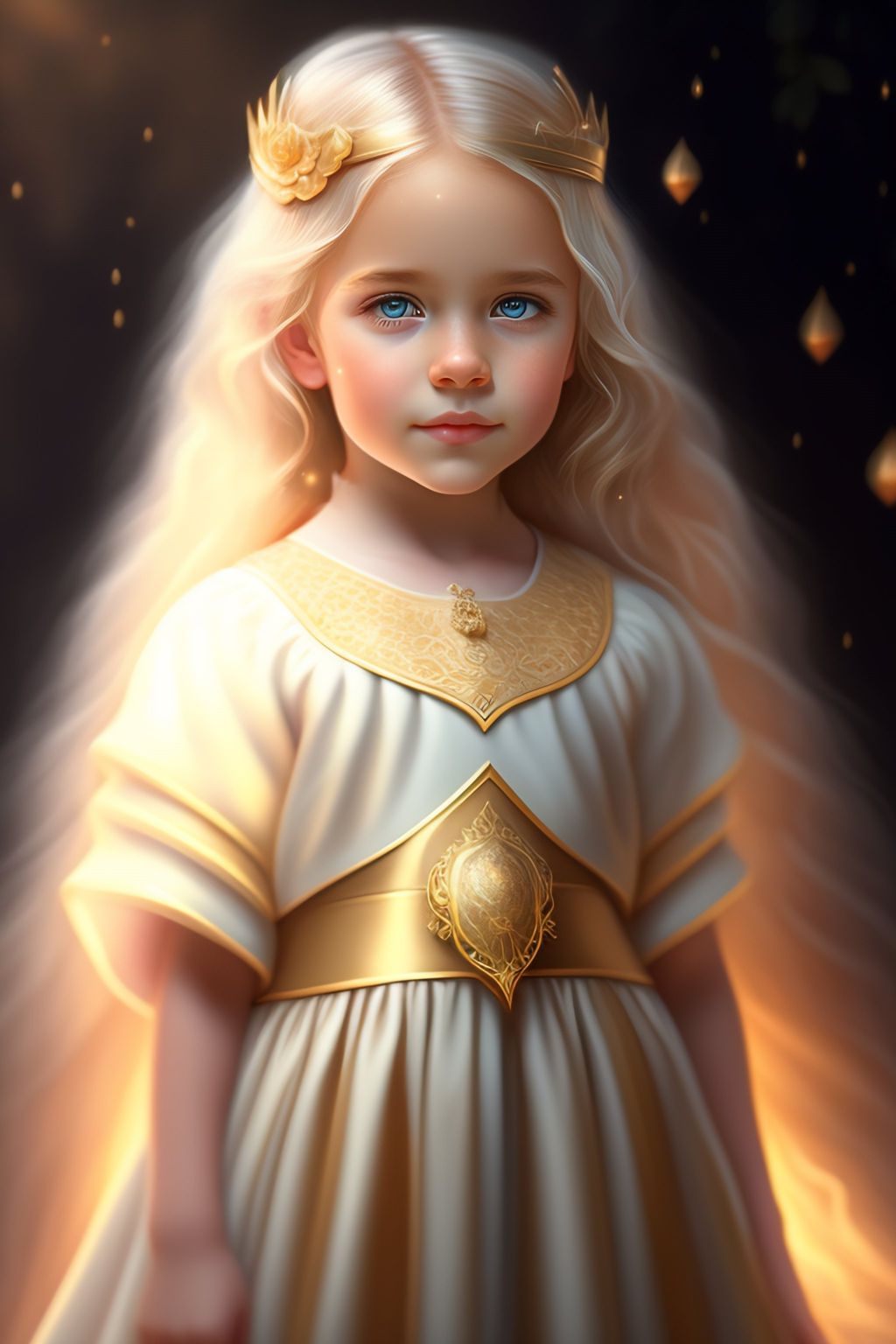 Маленькие принцессы с короткими светлыми волосами, которые украшены золотыми украшениями.
