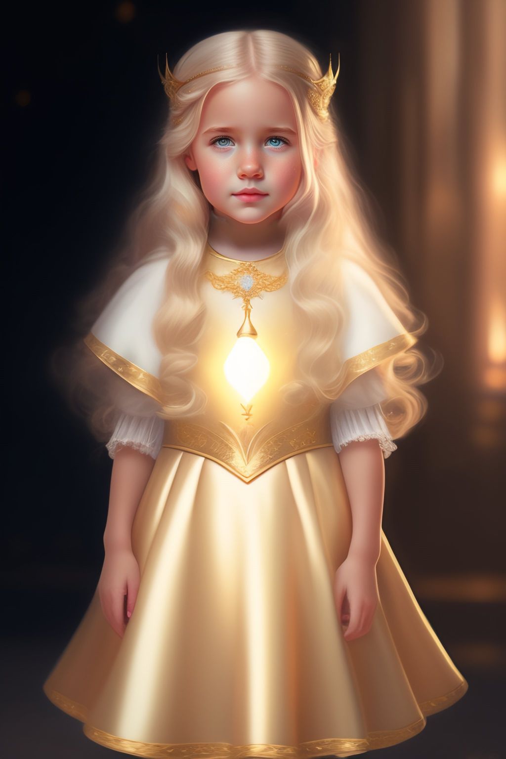 Девочки-принцессы с короткими, светлыми локонами и золотыми украшениями.