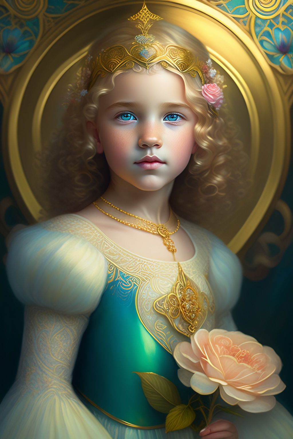 Маленькие принцессы с короткими светлыми кудряшками, украшенными золотыми украшениями.