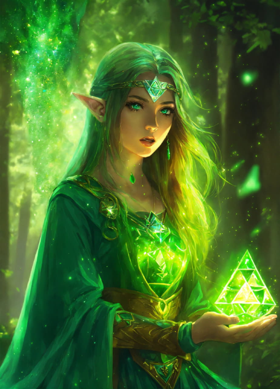 Мистические девушки эльфы в зеленом лесу словно феи