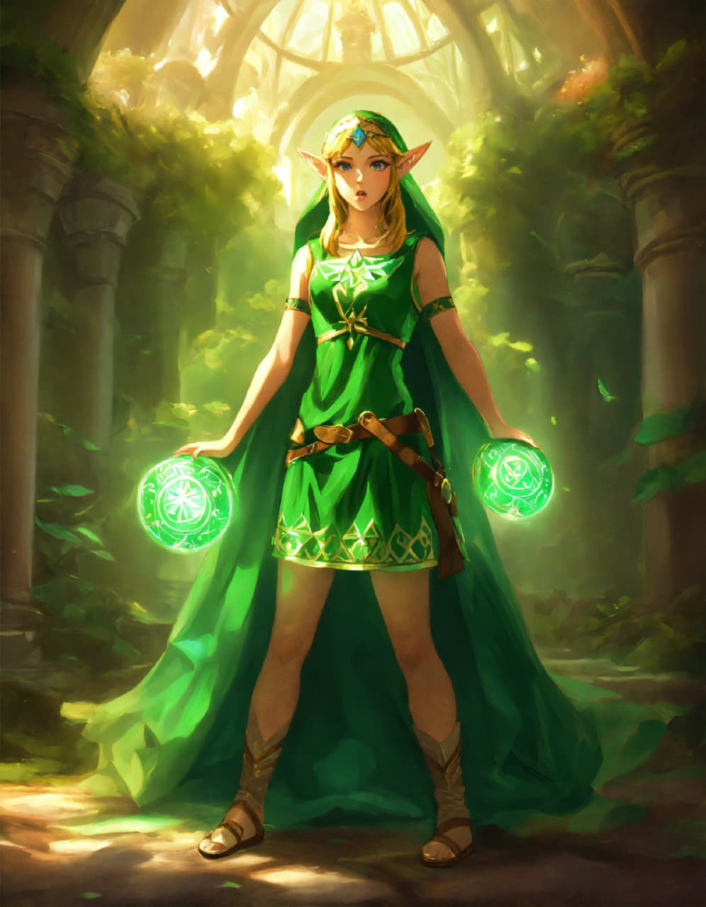 Мистические девушки эльфы в зеленом лесу – это частица волшебства